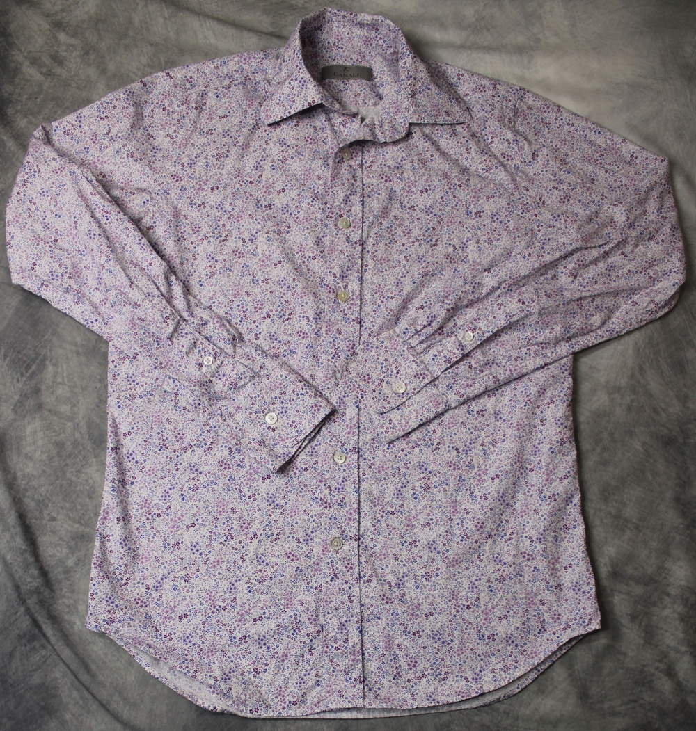 Canali Shirt Mens Small Multicolor Floral Cotton Long Sleeve Button Up Casual